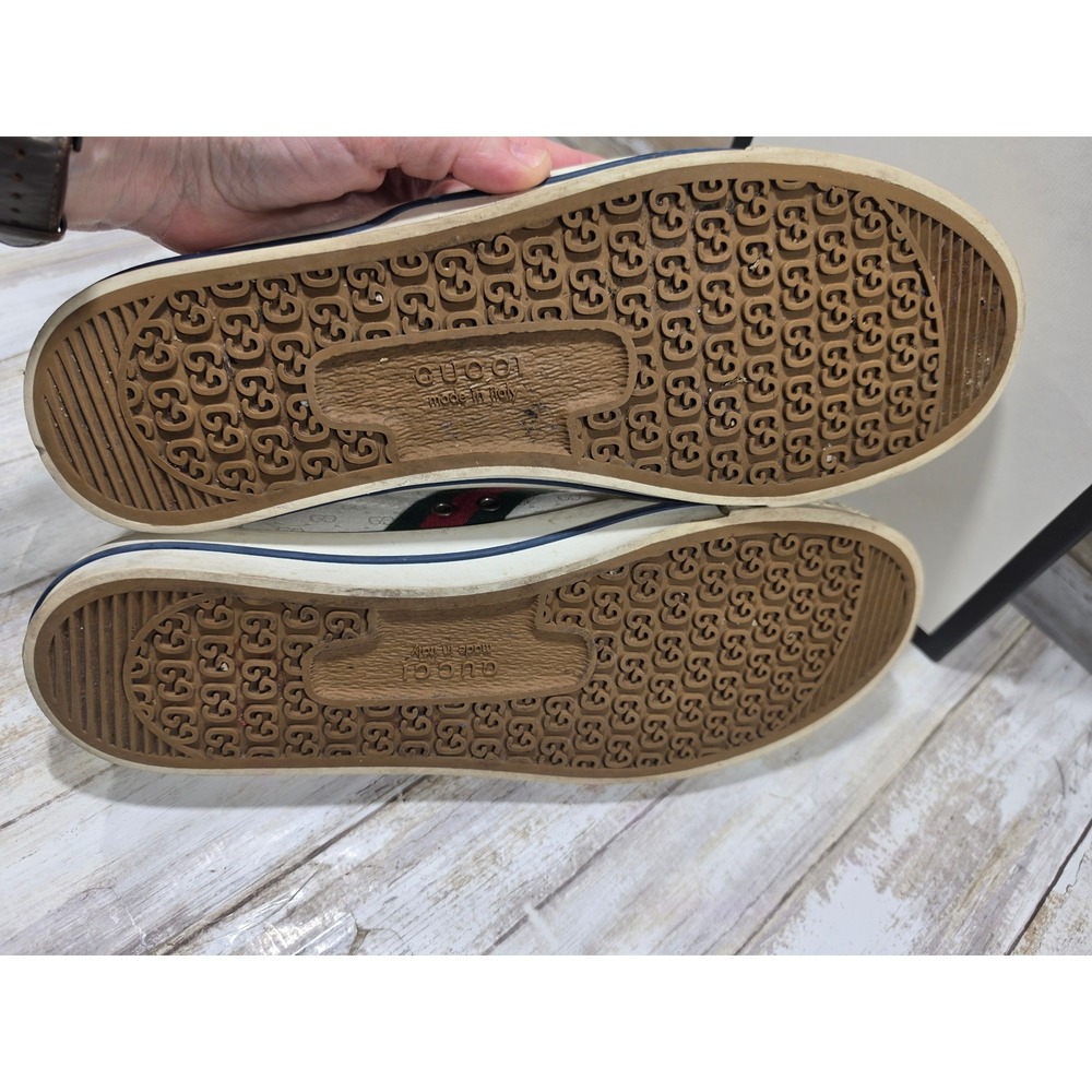 Gucci Tennis 1977 Low Top Sneakers Off White GG Mignon Canvas Web Stripe 11 READ - Picture 14 of 16